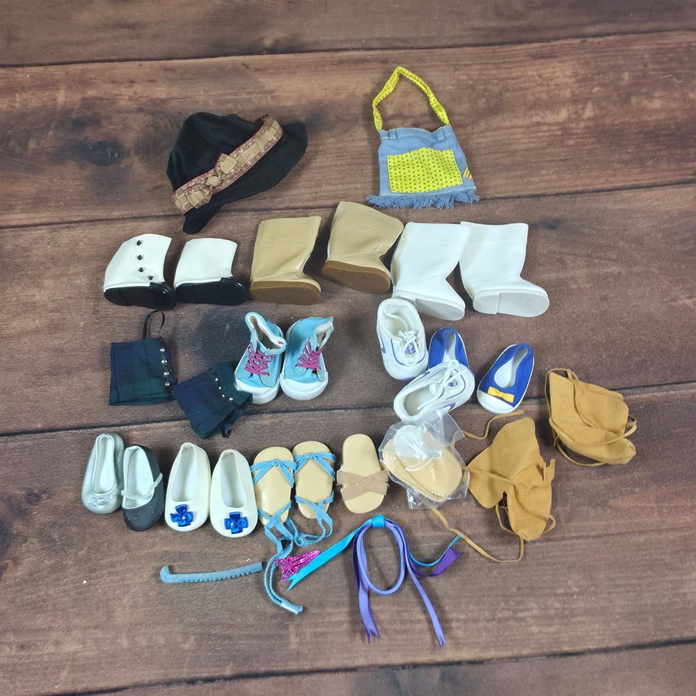 American Girl Doll Shoes Accessories Lot Girls OS Multi Good Boots Flats Hat Bag